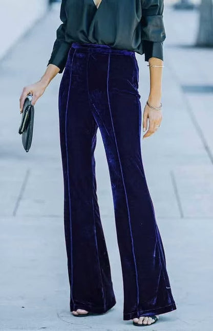 Fashion Slim Fit Velvet Flared Pants