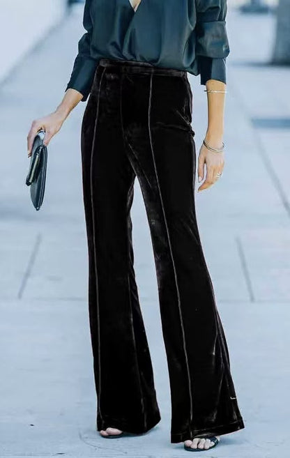 Fashion Slim Fit Velvet Flared Pants