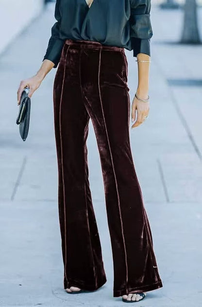 Fashion Slim Fit Velvet Flared Pants