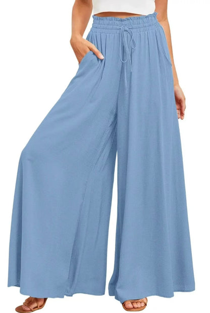 Simple Elastic Waistband Wide-Leg Pants