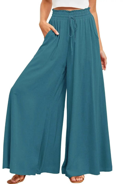 Simple Elastic Waistband Wide-Leg Pants