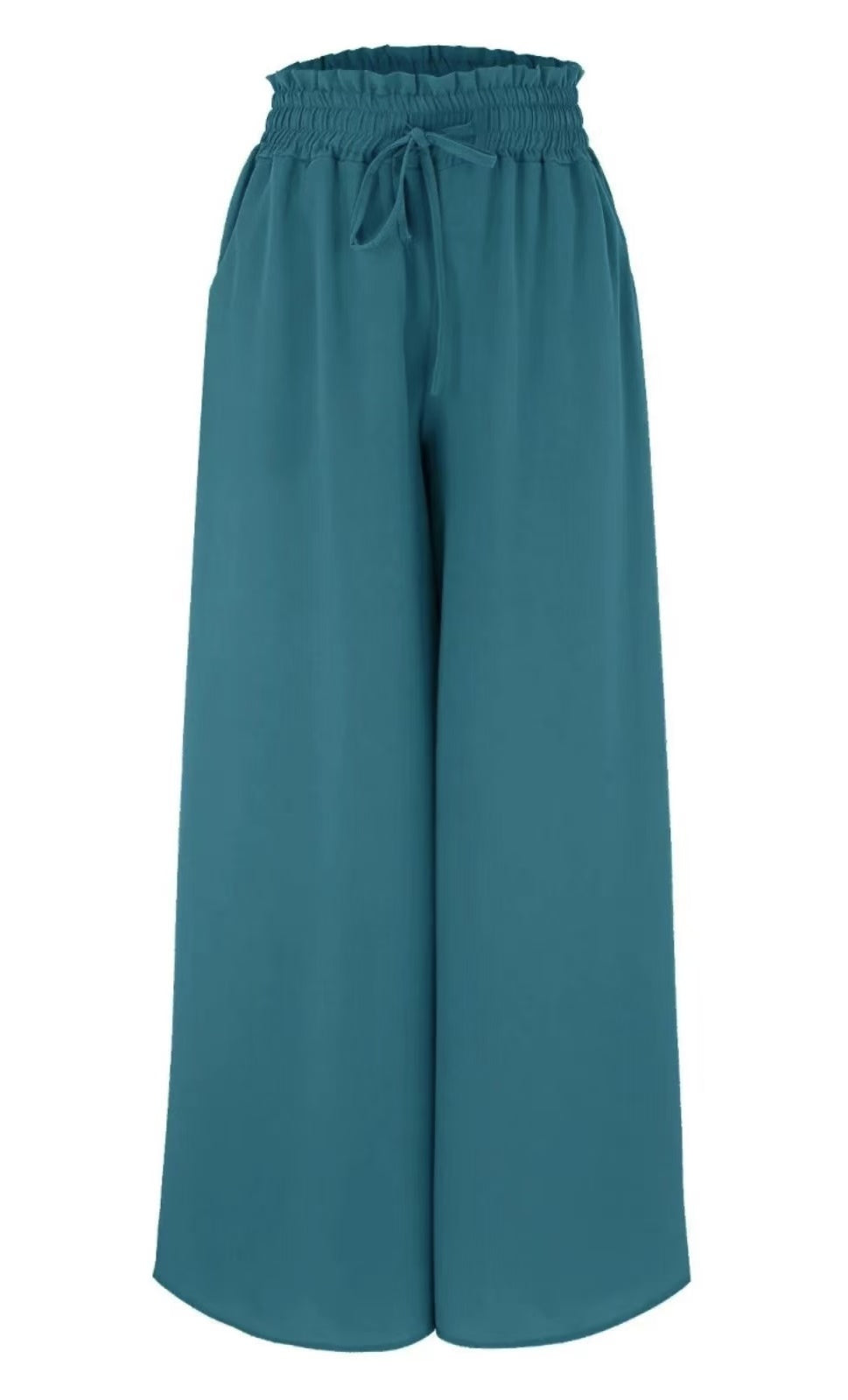 Simple Elastic Waistband Wide-Leg Pants