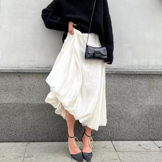 Casual Chic Drape Puff Skirt