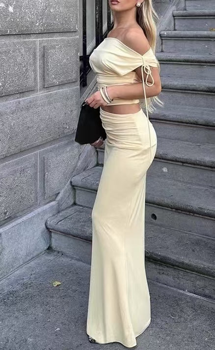 Sexy One-Shoulder Strappy Top And Skirt Set