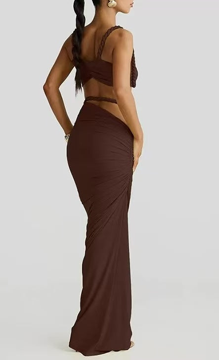 Sexy Slim Fit Solid Color Vest Skirt Set